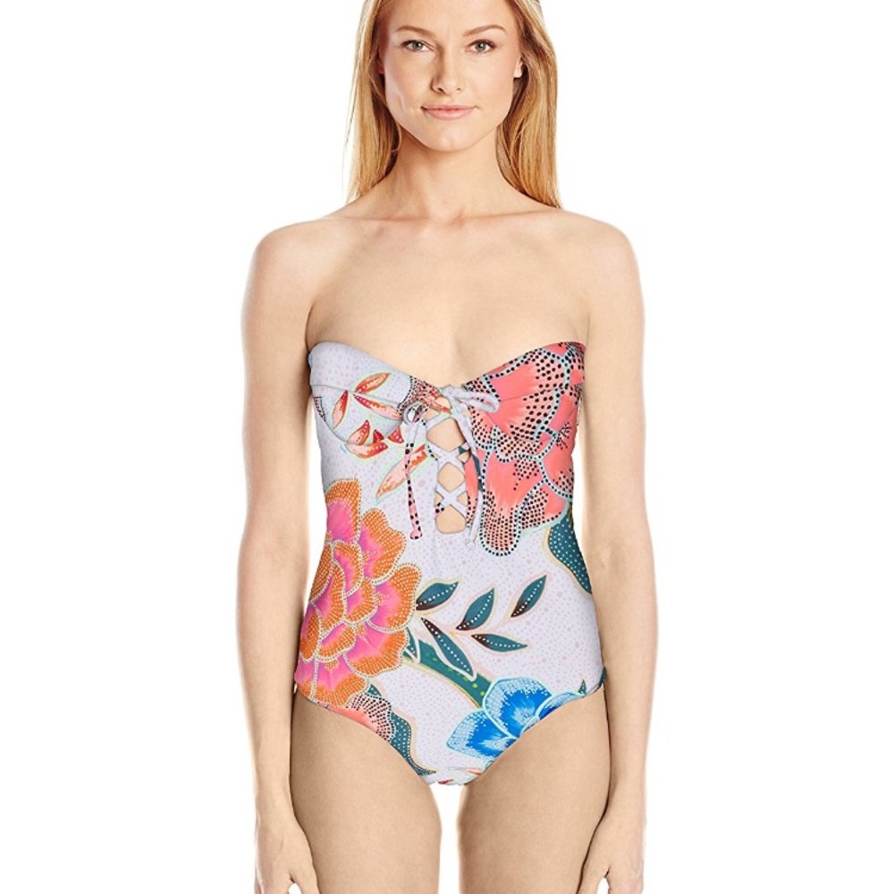 Mara Hoffman Arcadia Lace Up Front Bustier 1 Piece